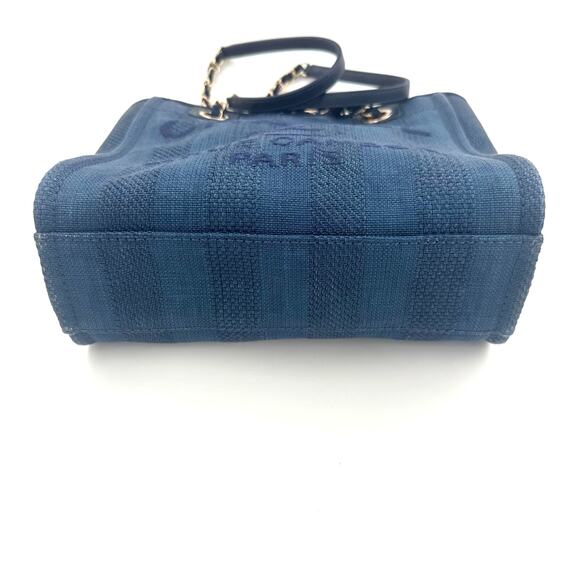 Chanel Mini Deauville Denim Blue Raffia Tote Bag Series 29 2019 CGHW Authentic - Picture 7 of 16